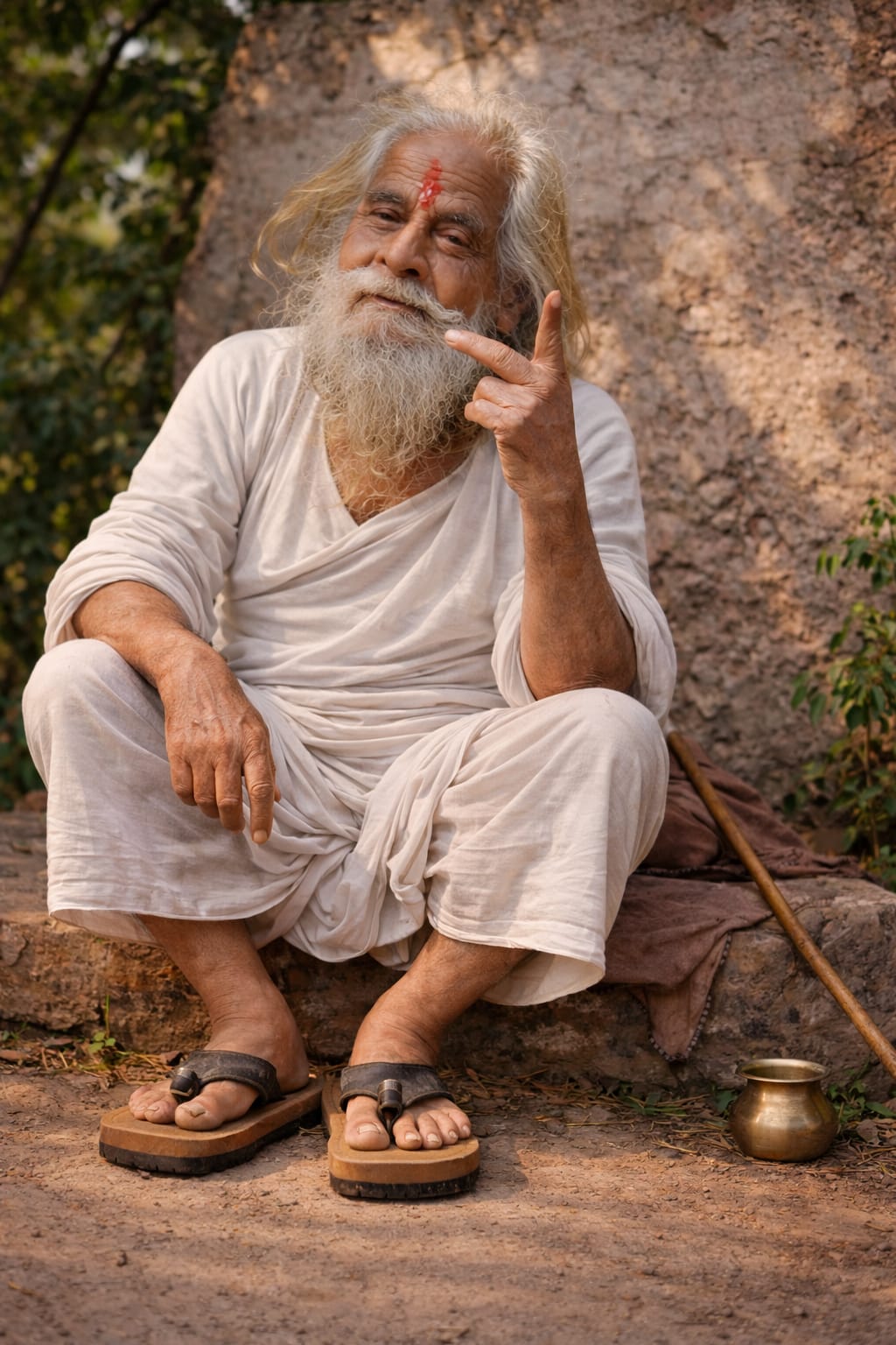 Guru Nanua seated outdoors